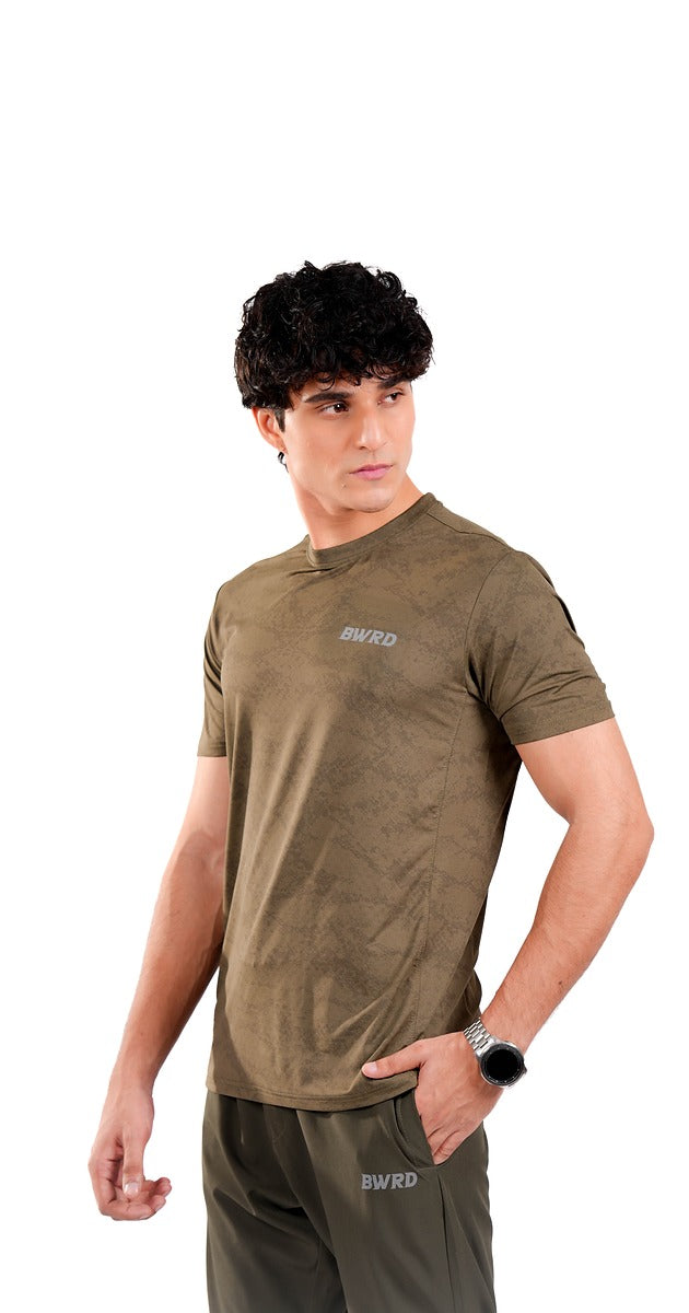 Texture Performance Olive Green Tee