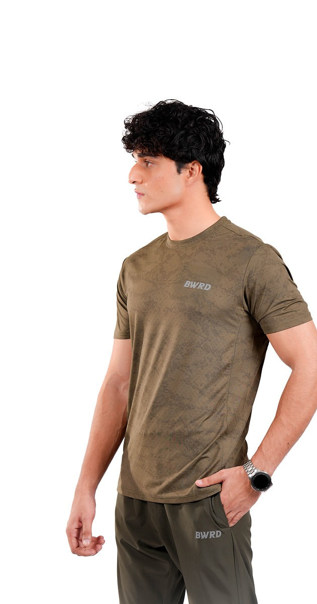 Texture Performance Olive Green Tee