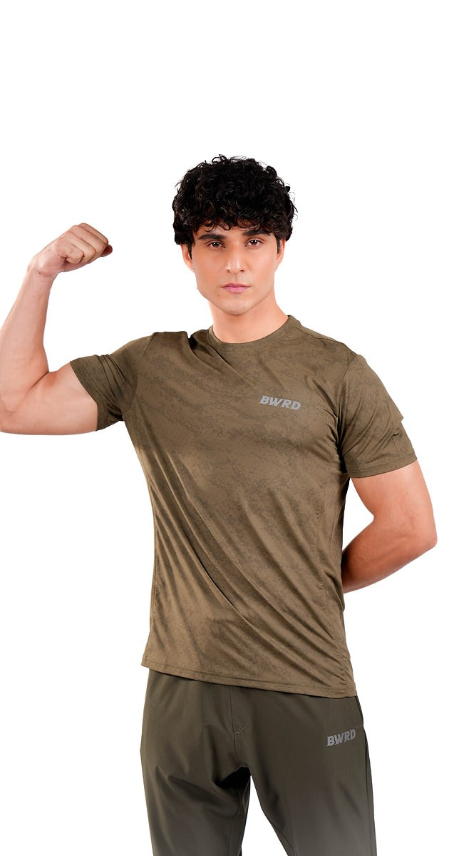 Texture Performance Olive Green Tee