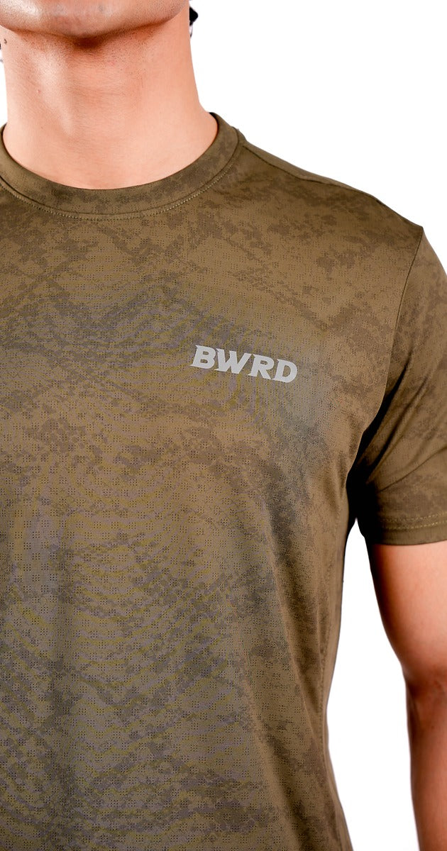 Texture Performance Olive Green Tee
