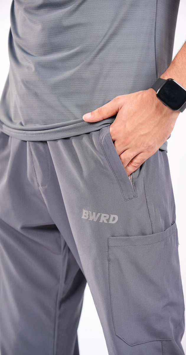 Plain Polyester Dark Grey Trouser Slim Fit