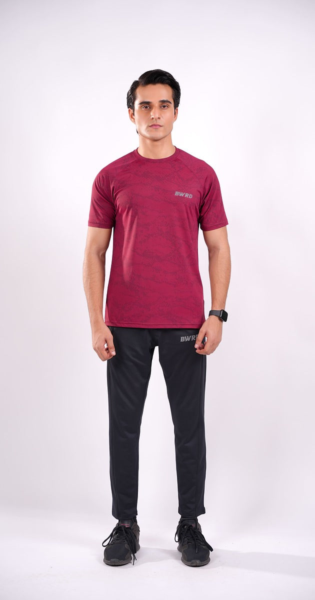 Texture Performance Burgandy Tee