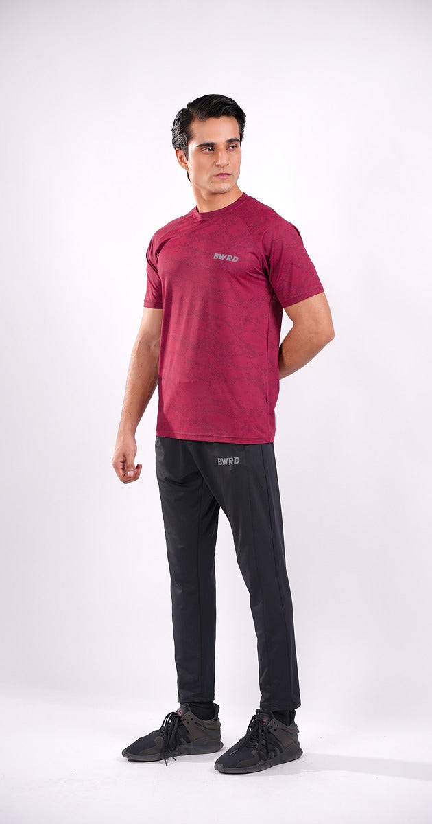 Texture Performance Burgandy Tee