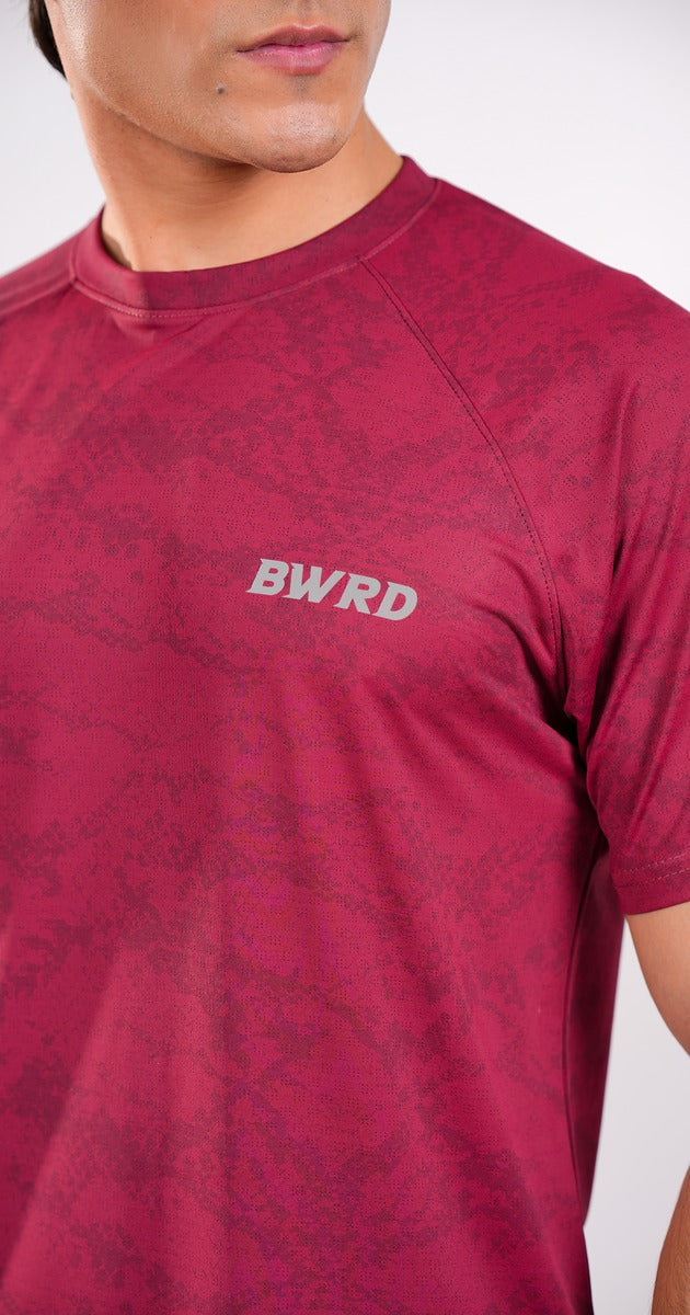 Texture Performance Burgandy Tee